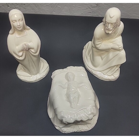 VTG 70s Holland Mold Ceramic Glazed Nativity Mary Joseph Baby Jesus Religious - Picture 3 of 16